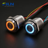 Interrupteurs à bouton-poussoir 12V LED bicolore R&V, interrupteur momentané étanche en métal FILN