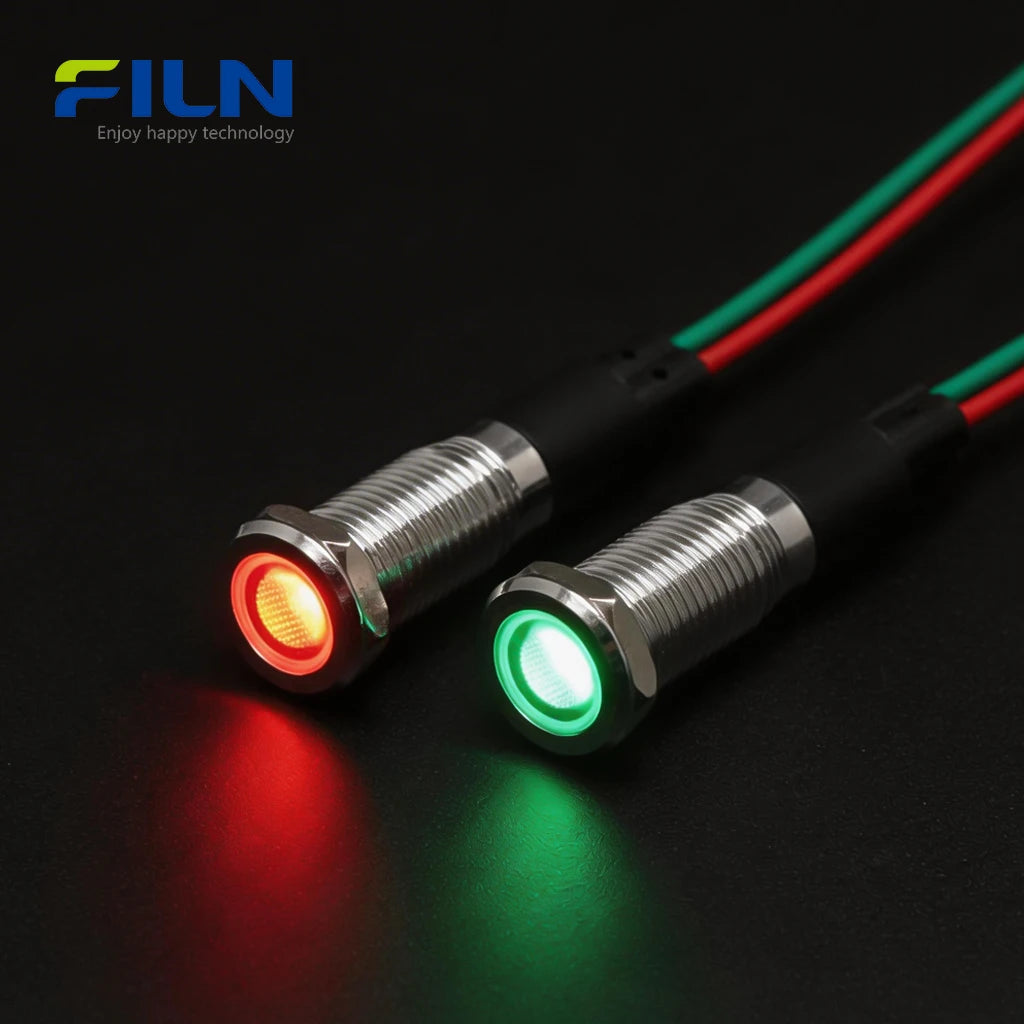 Bi-color LED Indicator Light 8MM Metal Red/Blue Dual Pilot Light IP67 Waterproof FILN