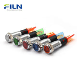 24V Indicator Light 8mm Metal Flat Head IP67 for Industrial Panels FILN