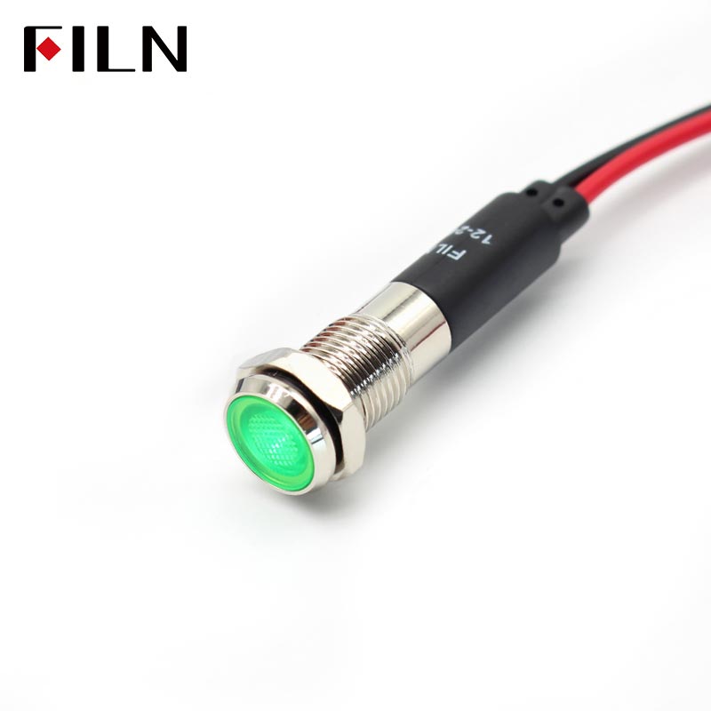FILN 8MM (5/16'' )Metal Indicator Light 12V 24V 110V 220V  Pilot Lights  Waterproof ip67  Signal Lamp