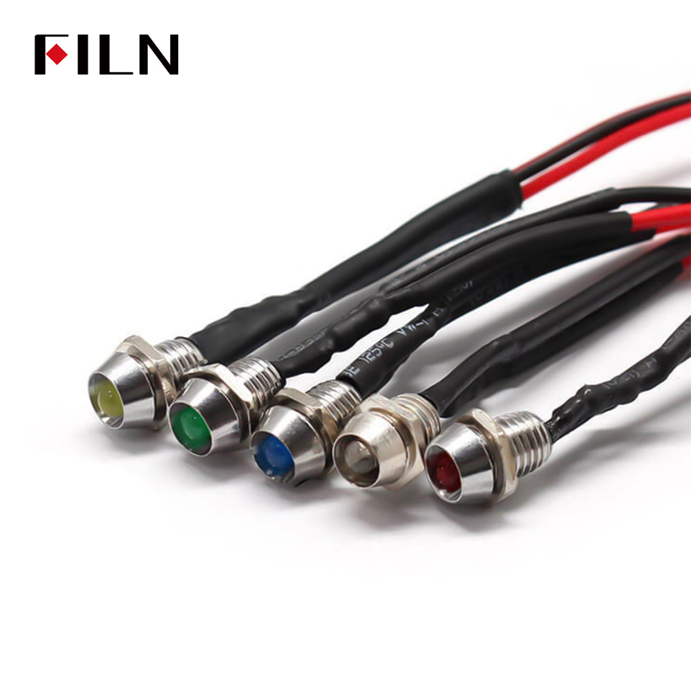 FILN 6MM Green LED Indicator Light MINI Indicating Lamp 12-24V