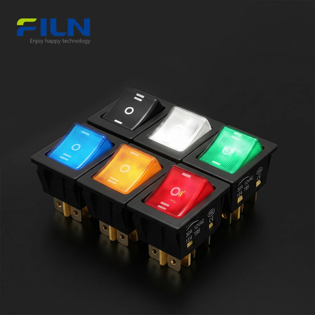 12 Volt Rocker Switches 30A ON-OFF-ON 6Pin KCD4 witch LED Light FILN