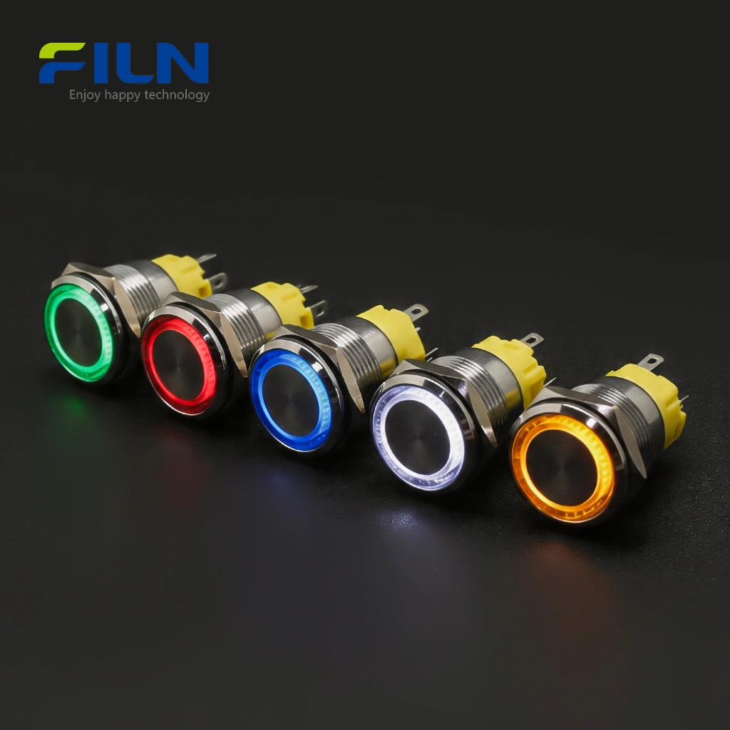 Illuminated Momentary Switch Push Button Stainless Steel 5-Pin LED Concave-head | FILN