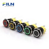 12V Push Button Switch 16mm Stainless Steel 5-Pin LED Ring 16MM LED Switch FILN