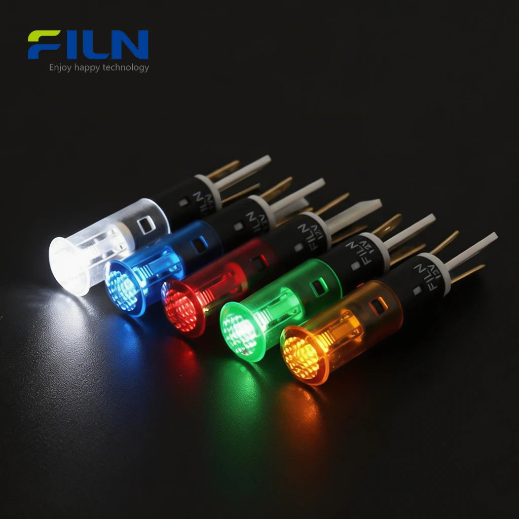 Kontrollleuchte LED 8mm Kunststoff PA66 Flacher Kopf 2-polig Snap-in-Frontplattenmontage FILN