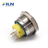 12V Push Button Switch Momentary 30mm Momentary/Latching Stainless Steel 5-Pin LED FILN