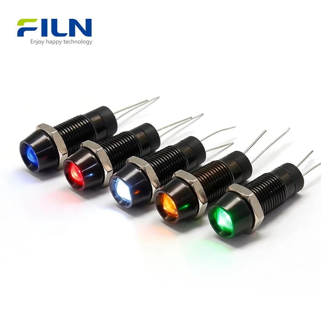 Small Red Pin Led Red Light Indicator 3-380V 8mm Metal Recessed Pin Waterproof Panel Mou ...