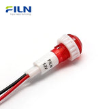 10mm Plastic Indicator Lamp Light 6-220V High Head Wire Lead Panel Mount FILN