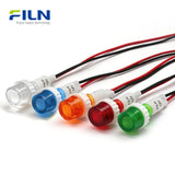 FILN Voyant lumineux LED en plastique 10 mm 220 V avec câblage, montage sur panneau, tête haute