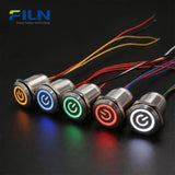 25mm Metal Push Button Illuminated Switch 4-Pin Pre-wired 12V-220V LED Light FILN