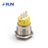 19mm Push Button Latching Switch Zinc Alloy/Steel Non-illuminated Push Button Switch 3-PIN FILN