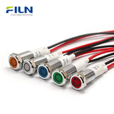 Rote LED-Anzeigeleuchte 10 mm IP67 Wasserdicht 12V 24V 220V für Schalttafeleinbau FILN