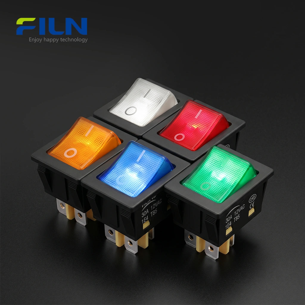 Rocker Switches 12V 30A 4Pin Wiring UL ON-OFF with LED Light 5-220V FILN