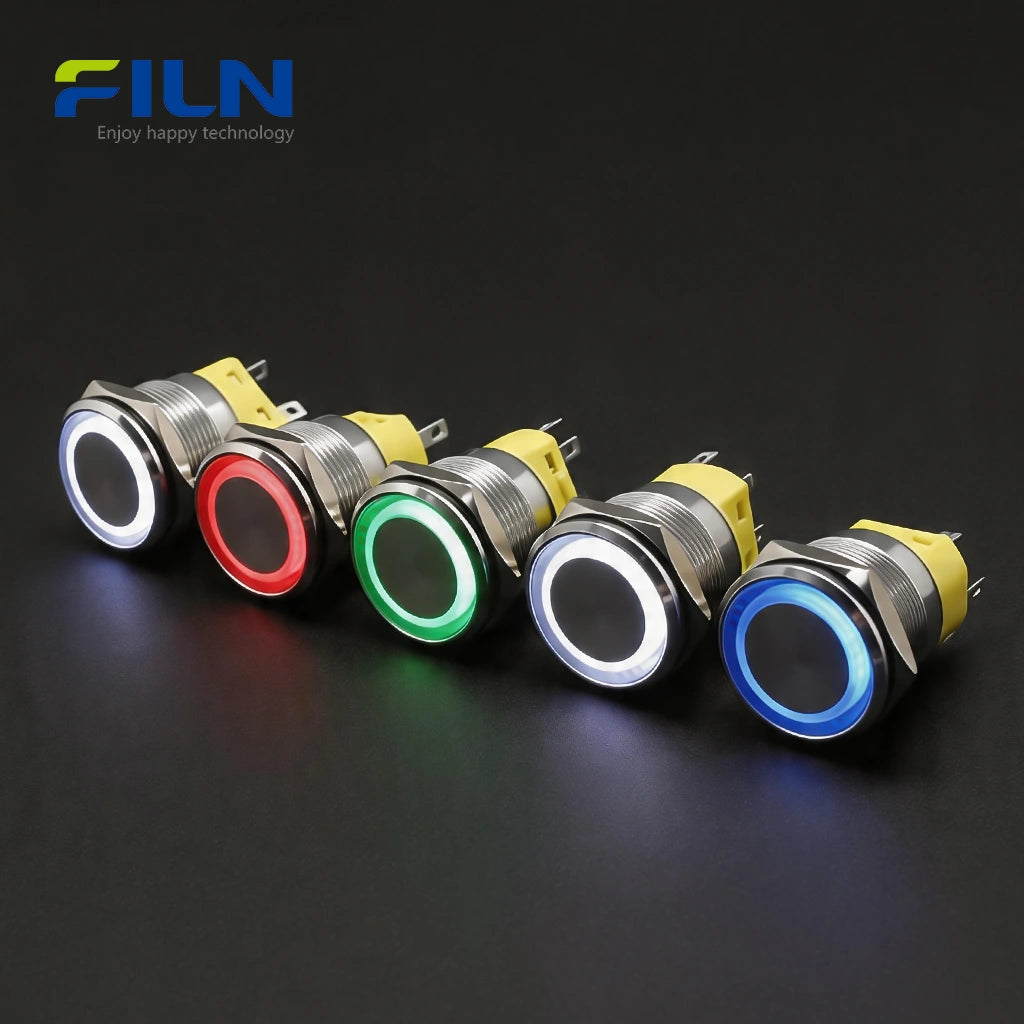Latching & Momentary Push Button Switches 12-220V LED 5-Pin Wiring Industrial Control | FILN