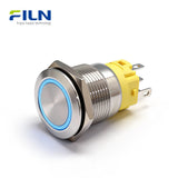 19mm LED-Drucktastenschalter Momentan/Rastend Edelstahl 5-Pin Ringlicht | FILN