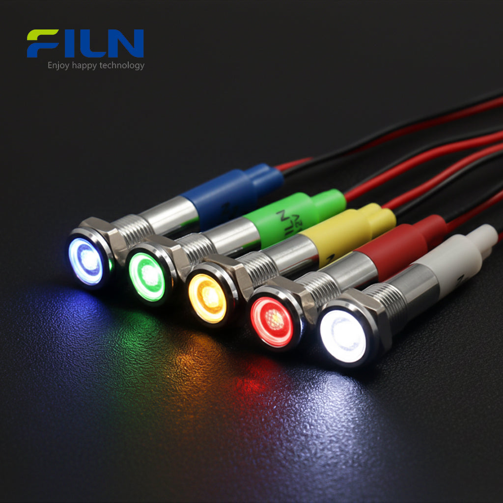 Mini indicateur lumineux à LED 6 mm IP67 étanche pour panneau industriel FILN