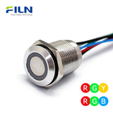 Interrupteur à bouton-poussoir lumineux 16 mm en acier inoxydable avec LED RGB FILN