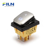 Stainless Steel Lighted Rocker Switches 30x22mm 4-Pin KCD4 15A Current FILN Factory