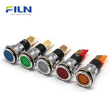 Voyant LED 12 V noir 16 mm, voyant métallique à tête plate, borne à 2 broches, FILN