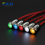 Voyant LED 8mm Métal Tête Plate Longueur du fil 15 cm Industriel 3-220V FILN