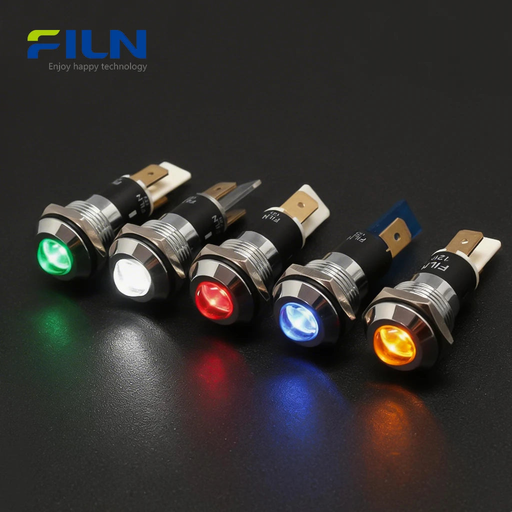 24V LED Panel Indicator Lights 16mm Metal High Head 2Pin Terminal FILN