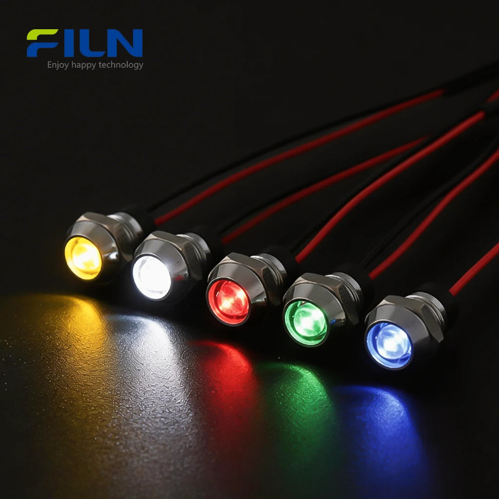9 Volt LED-Leuchte 8mm Metallanzeige FL1M-08SW-4 IP65 Wasserdicht FILN