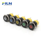 Power Push Button Switch with LED Light 3-220V 16mm Stainless Steel 5Pin Terminal FILN