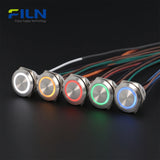 Interrupteur à bouton-poussoir momentané avec anneau LED et connecteur de fil Interrupteur ultra-mince FILN