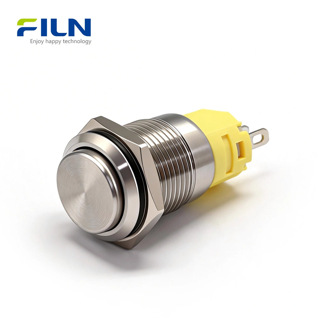 Normally Closed Push Button Switch 16mm Stainless Steel High Head FILN