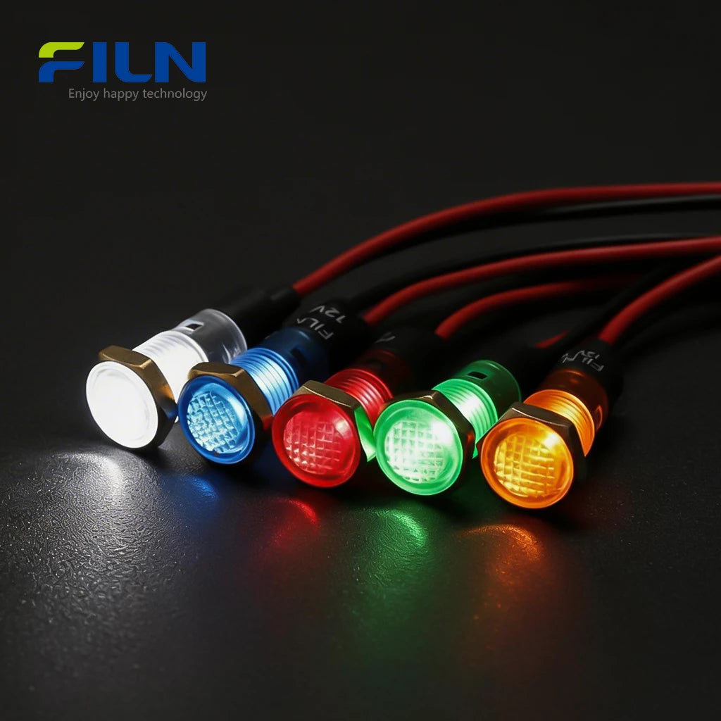 Pilot Led Pilot Indicator LED 8mm Plastic PA66 220V 12V Pre-wired 15cm Lead Thre ...