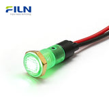 Pilot Indicator LED 8mm Plastic PA66 220V 12V Pre-wired 15cm Lead Threaded Panel Mount FILN