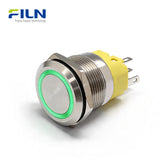 Interrupteur à bouton-poussoir 12 volts avec anneau lumineux LED, interrupteur à bouton-poussoir métallique 22 mm 5 broches | FILN