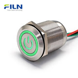 25mm Metal Push Button Illuminated Switch 4-Pin Pre-wired 12V-220V LED Light FILN