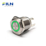 Interrupteur à bouton-poussoir 16 mm | Acier inoxydable Momentané 4 broches LED | FILN