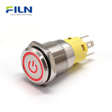 Metall-Drucktastenschalter 12V Ringstromsymbol 16mm LED-Licht 5-polige Klemme FILN