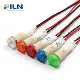Plastic Indicator Lamps 10MM 6-220V LED Metal Nut High Head Wire Lead 15CM FILN