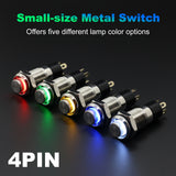 8mm Mini 1.8V-110V Red Normally Open Momentary Metal Push Button Switch