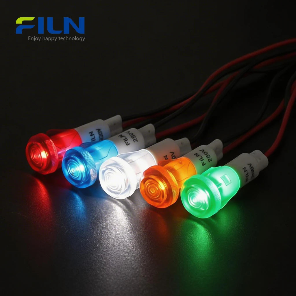 Kunststoff-Meldeleuchten LED 10mm 12V 24V 110V 220V Schnappmontage Kabelanschluss für FILN