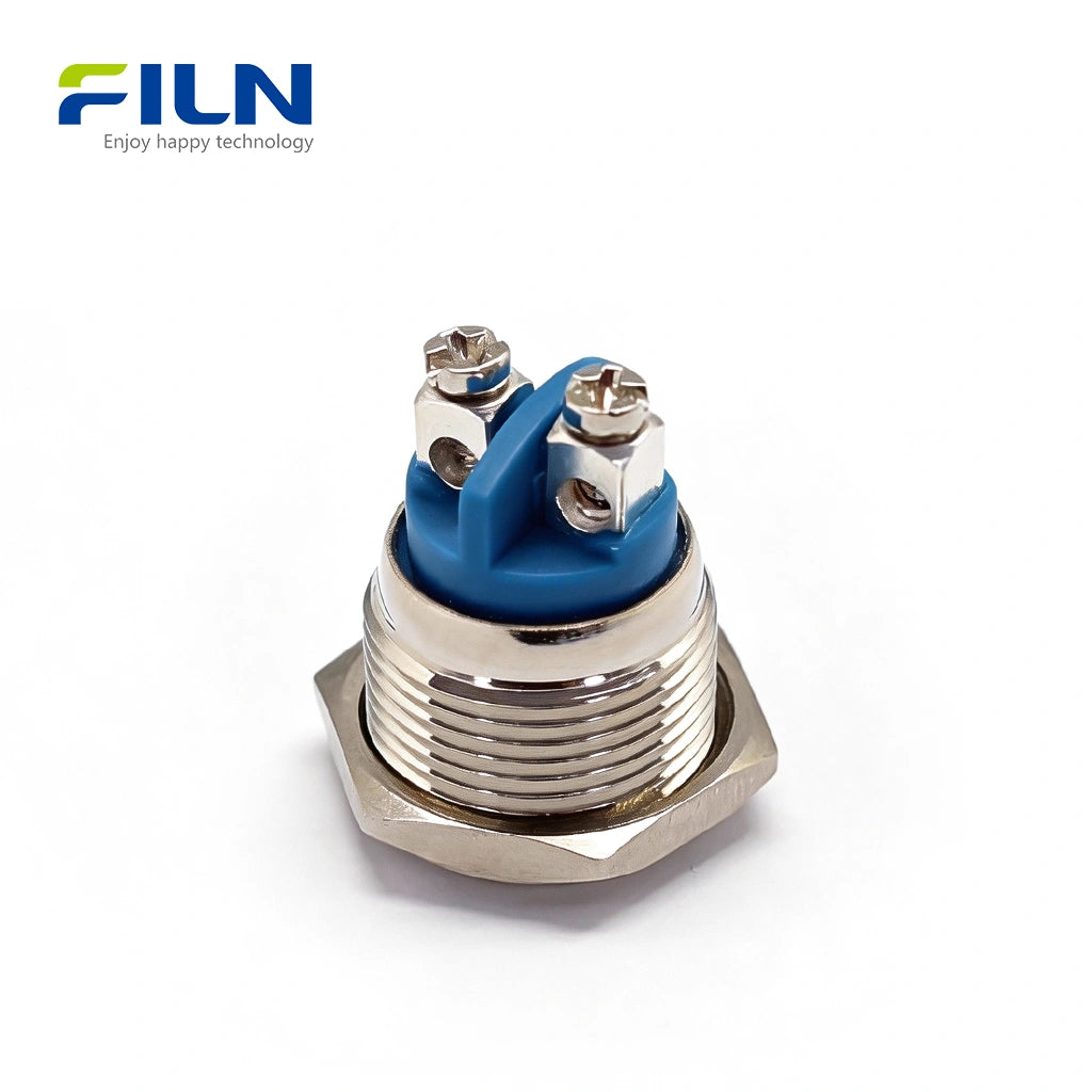 Metallic Reset Button 16mm Push Button Reset Switch Metal Momentary 2PIN Screw Terminal FILN ...