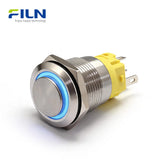 Stainless Steel LED Switch Push Button 5-Pin High Head Ring Light Momentary&Latching | FILN
