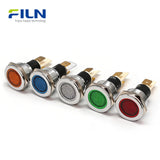 LED 12VDC Leuchten 19mm Metall Flachkopf 2-PIN Stecker Industrieanzeige FILN