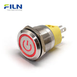 Wasserdichter 12 Volt Drucktastenschalter 22mm Edelstahl 5-Pin Ring-LED Momentaner Rastschalter FILN