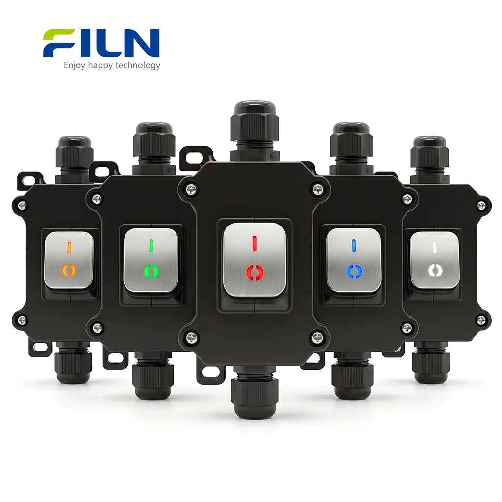 Junction Box Electric Stainless Metal Rocker Switch 30A 4-Pin Screw Terminal CE UL FILN