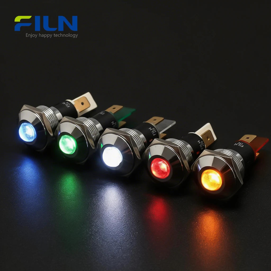 Panel Light Indicator 19mm Metal High Head 2-PIN Plug 12V 110V 220V FILN