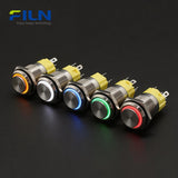 Interrupteur à bouton-poussoir momentané 3V-220V 16mm à tête haute 5 broches Acier inoxydable LED FILN