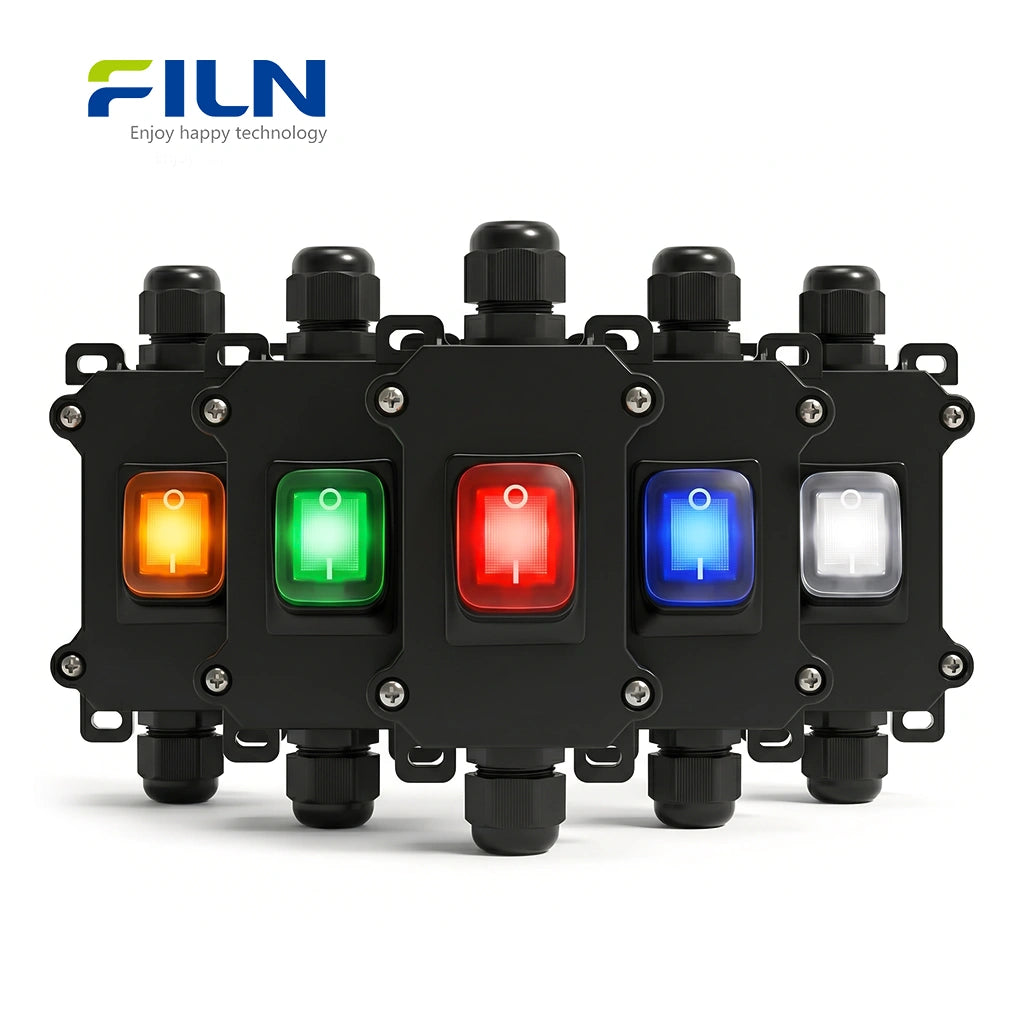 Outdoor Junction Box with KCD4 Rocker Switch 30A High Current IP65 Waterproof FILN