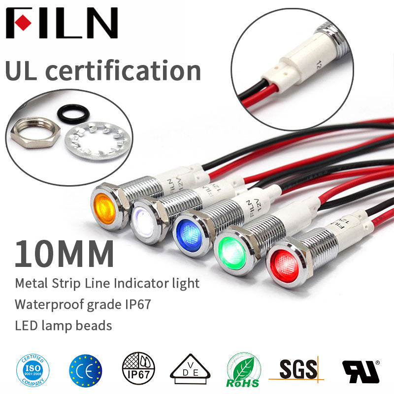 Luces indicadoras LED ámbar de 10 mm y 220 V