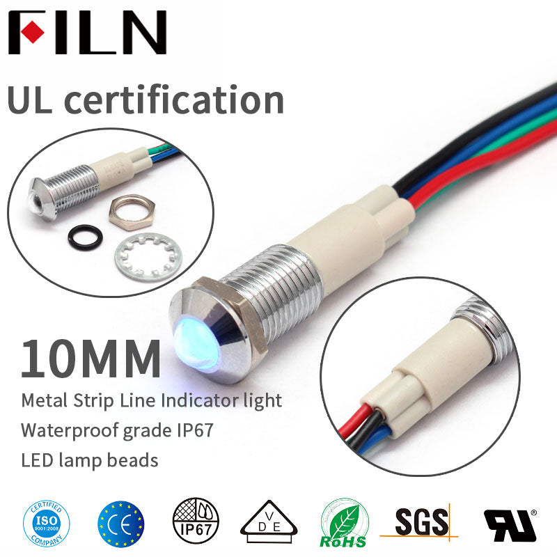 10mm Red Green Blue Three Colors 12V Red Indicator Light