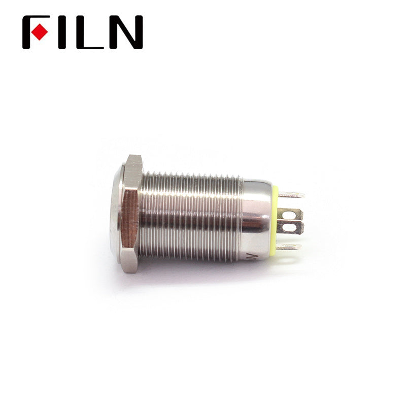 12MM Red LED Light 12V 110V Latching Metal Push Button Switch Size