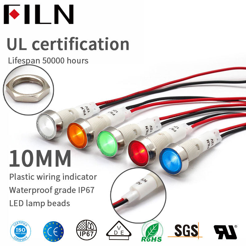 10mm Red LED IP68 Wine Cooler Plastic 12V Indicator Light